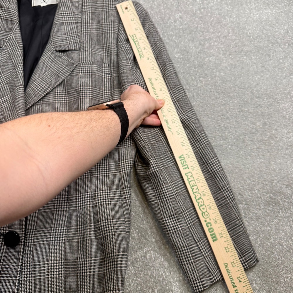 Valentino Miss V Vintage Blazer Glen Plaid Wool Italy Sz 12 Corporate Goth 90s - Picture 15 of 16